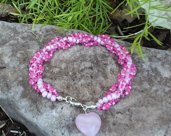 Pink Spiral Beaded Bracelet