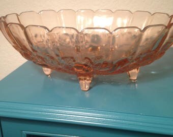 Gorgeous pink glass footed fruit bowl