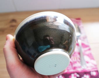 bowl, tableware, bubbleware, handmade bowl, ceramic bowl, stoneware bowl, handmade, black bowl, wheel thrown bowl