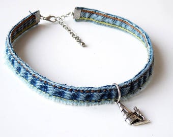 Denim Choker Handmade, denim chokers, Casual choker, Gift for Women, gift for her