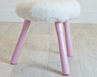 fur stool pink three feet