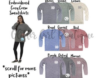 Embroidered Cozy Crew Sweatshirt | Poodle Fleece Sweatshirt | Monogram Sweatshirt | Womens Sweatshirt | Personalized Cozy Sweatshirt