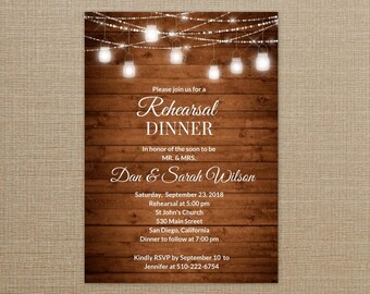 Rustic Rehearsal Dinner Invitation Mason Jar Wedding Rustic Rehearsal Dinner Invitation Mason Jar Wedding