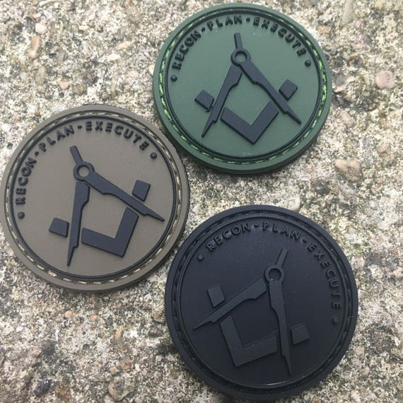 Custom Velcro Morale Patch PVC. Hook & Loop. Recon Plan