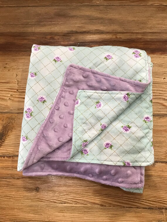 Mint & Lavender Floral Baby Girl Blanket