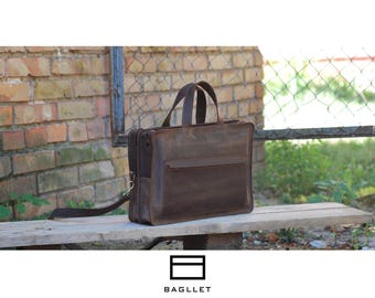 Leather Bag B042, Leather Tote, Briefcase Women, Womens Leather Briefcase, Leather Satchel, Leather Brief Case, Messenger Bag, Handmade Tote