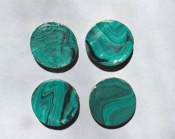 SALE! Teal/Black Marble Magnet Set - 4 pcs - Ready To Ship!
