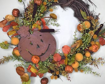 Fall Autumn Thanksgiving Halloween Wreath