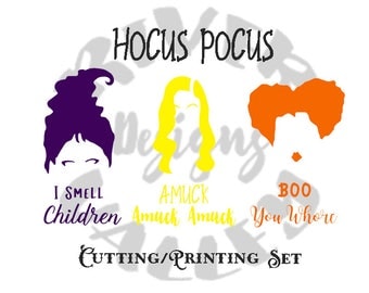 hocus pocus SVG, PDF, JPG, cutting file, printing file, cricut, cameo, sanderson sisters, winifred, mary, sarah