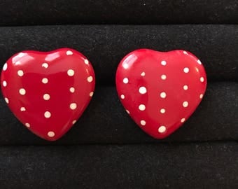Heart shaped polka dot earrings