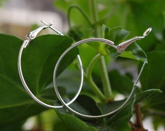 Set of 10 silver tone 35mm hoops