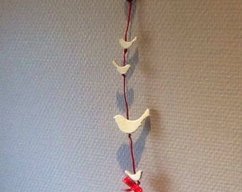Birds in wood and Red Bow wreath