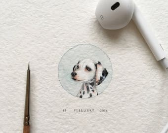 The vintage portrait of Dalmatian dog