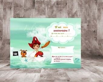 Cartes d'invitation pour anniversaire 14 x 10cm" Thème Pirate "