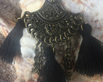 Bohemian earrings and black tassels