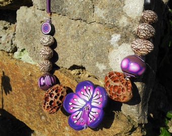 exotic purple flower necklace
