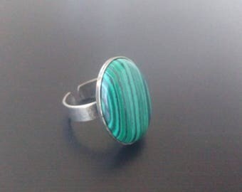 Bronze and malachite ring