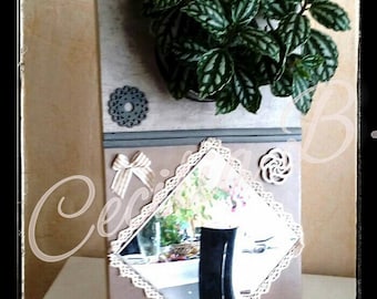 Romantic floral decorative Tin mirror and key ring