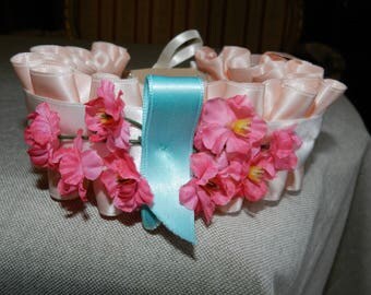 garter wedding sexy pleated pink floral