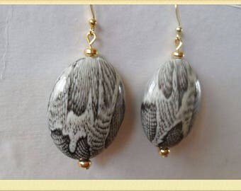 Plastic Pearl Earring with Python
