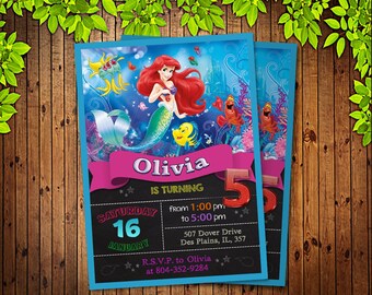 Mermaid Ariel Invitation. Little Mermaid Invitation. Diy Ariel Birthday Party. Mermaid Birthday Party. DIGITAL FILE.
