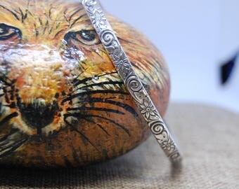 Sterling Silver Patterned Bangle Bracelet