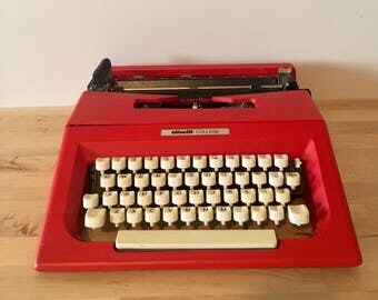 Red Olivetti College Typewriter // Vintage Typewriter // Mid Century Modern