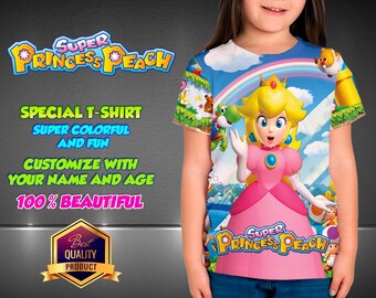 super Princess Peach Birthday Shirt, Custom Shirt, Personalized Mario Shirt, super Princess Peach family shirts, Birthday t-shirts