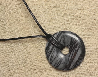 Stone - Donut 40mm Zebra Jasper pendant necklace