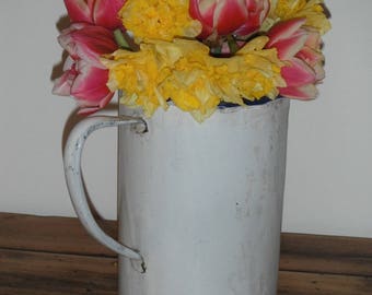 Old enamel pitcher diverted mind shabby and cottage chic vase