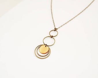 Collier - Collier ethnique - Collier ethnique-chic - Collier Formes Ronds/Cercles - Collier Bronze et Rose poudré // Collection Mariage