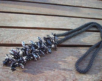 Necklace black daggers and flowers