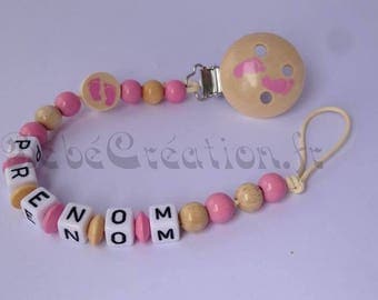 Pacifier clip personalized natures pink feet