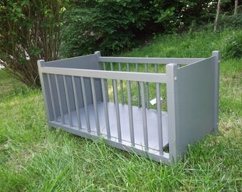 bars wooden doll bed