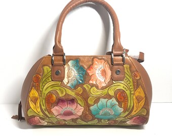 Hand Tooled Clutch/ Leather clutch / Carved Purse / Floral HandBag / Bohemian Clutch / Western Purse
