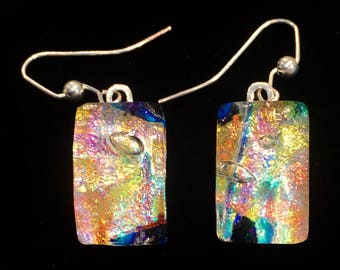 Rainbow Dichroic Glass Earrings