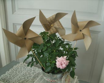 set of 3 windmills in paper No. 4