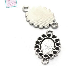 Monture Pour Broche Cabochon - 25 X 18 Mm - Dentelle Plaqué Or - Référence CF259