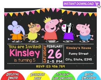 SALE 80% OFF: Peppa Pig Invitation, Peppa Pig Instant Download Invitation, Peppa Pig Invitations, Peppa Pig Birthday Invitation, Peppa Pig