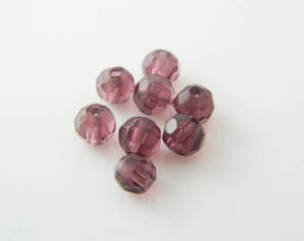 faceted round bead 8 x 3mm (a99) purple