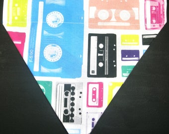 Reversible Cassette Tapes / Bright Chevron Pattern Bandana