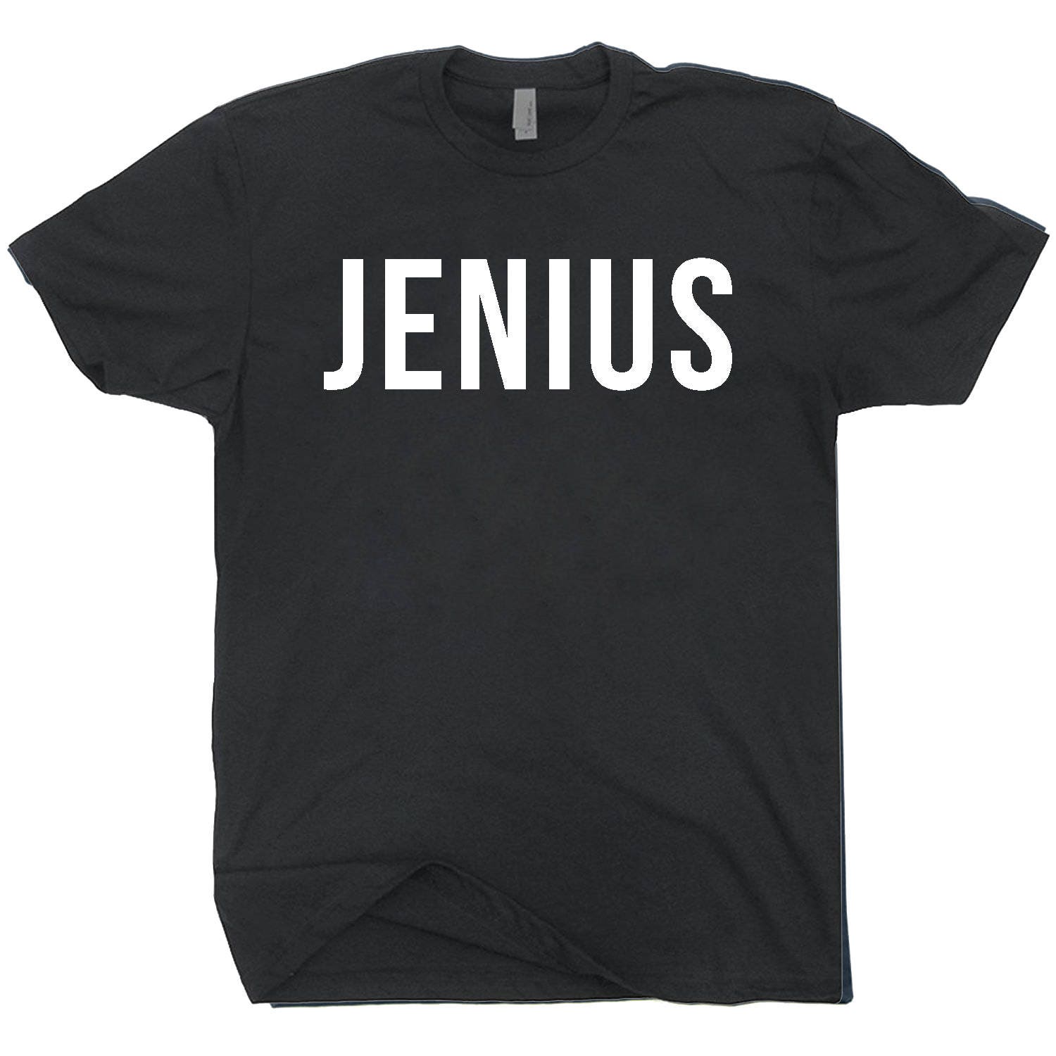 Jenius Tshirt Black Tee Shirt Funny Geek Idiot Genius Great