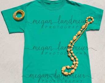 Mockup of Green Adult Unisex T with Women's Accessories