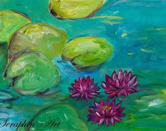 Water lily painting | Etsy