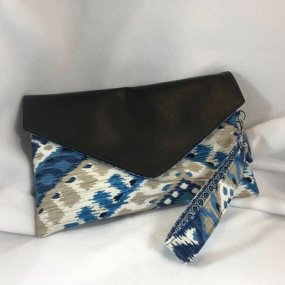 black and blue clutch bag