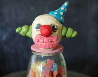 scary clown halloween candy container vintage inspired folk art by trieste prusso decoration decor - Scary Clown Halloween Decorations scary clown halloween candy container vintage inspired folk art by trieste prusso decoration decor - Scary Clown Halloween Decorations