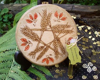 Made to Order Wheat Pentacle Mabon Altar Tile