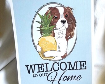 Pineapple Cavalier King Charles Spaniel Welcome Print - Eco-Friendly 5x7 Print