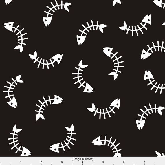 Fish Bones Fabric Fishbones By Valcheck Cat Food Cute