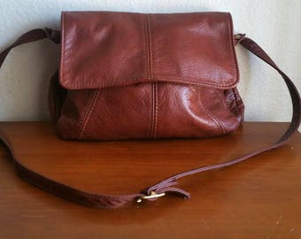 Vintage Brown Supple Leather Shoulder Bag by VICTORIA LEATHER CO